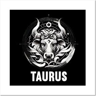 Monochrome Taurus Artistic Posters and Art